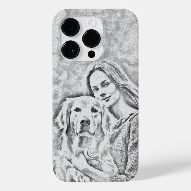 Modern Pencil Drawin Dog MOM Dog Lover iPhone Case (Back)