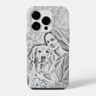 Modern Pencil Drawin Dog MOM Dog Lover iPhone Case