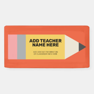 Modern Pencil with Teacher and Classroom Info Banner