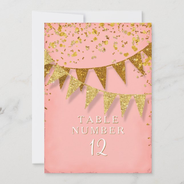 Modern Pennant Banner w Glitter Falling Confetti Invitation (Back)