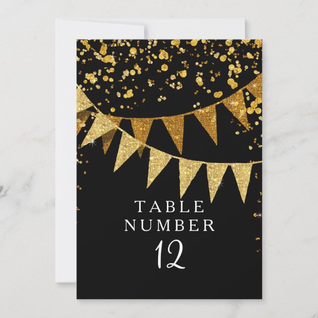 Modern Pennant Banner w Glitter Falling Confetti Invitation (Front)