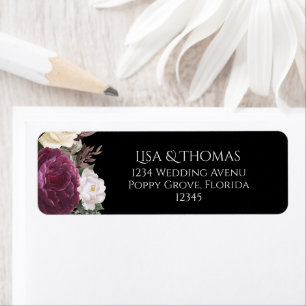 Modern Peonies Wedding Invite Return Label Return Address Label
