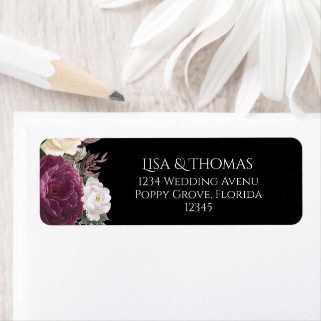 Modern Peonies Wedding Invite Return Label Return Address Label (Insitu)