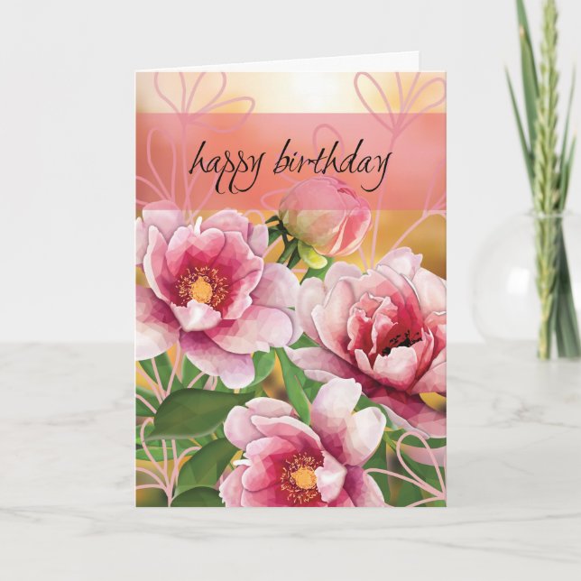 Modern Peony Birthday Card (Front)