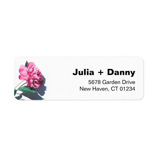 Modern Peony Flower Return Address Label (Front)