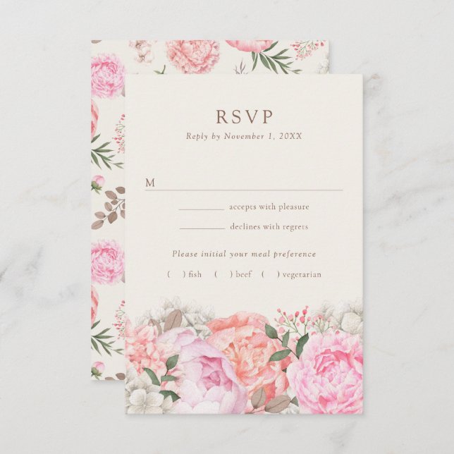 Modern Peony RSVP Cards (Front/Back)