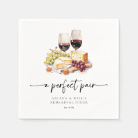 Modern Perfect Pair Watercolor Wine & Cheese