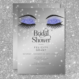 Modern Periwinkle Blue Glam Eyes Bridal Shower Invitation
