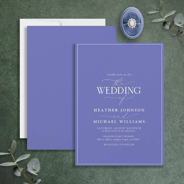 Modern Periwinkle Calligraphy Wedding Invitation (Creator Uploaded)