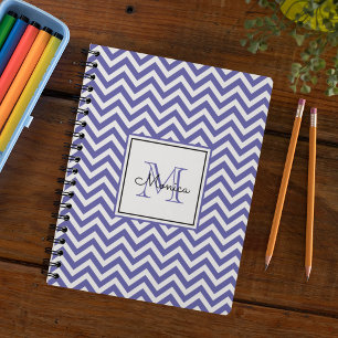Modern Periwinkle Chevron Pattern with Monogram  Notebook