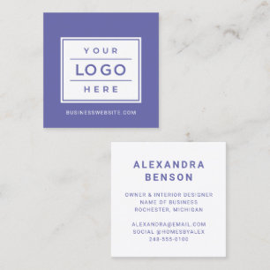 Modern Periwinkle Custom Business Logo Branded Square Business Card