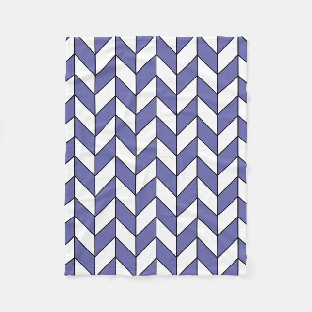 Modern Periwinkle Herringbone Chevron Pattern Fleece Blanket (Front)