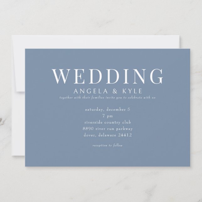 Modern Periwinkle Horizontal Wedding Invitation (Front)