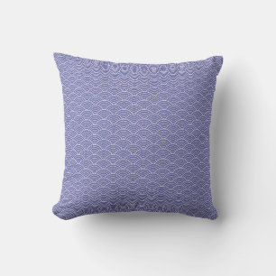 Modern Periwinkle Japanese Wave Pattern Cushion