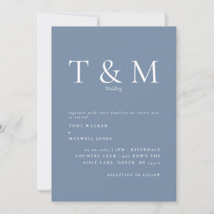 Modern Periwinkle Monogram No Parents Wedding Invitation
