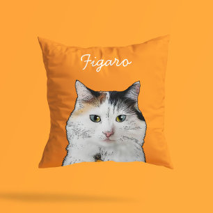 Modern Persian Cat Illustration   Add Name  Cushion