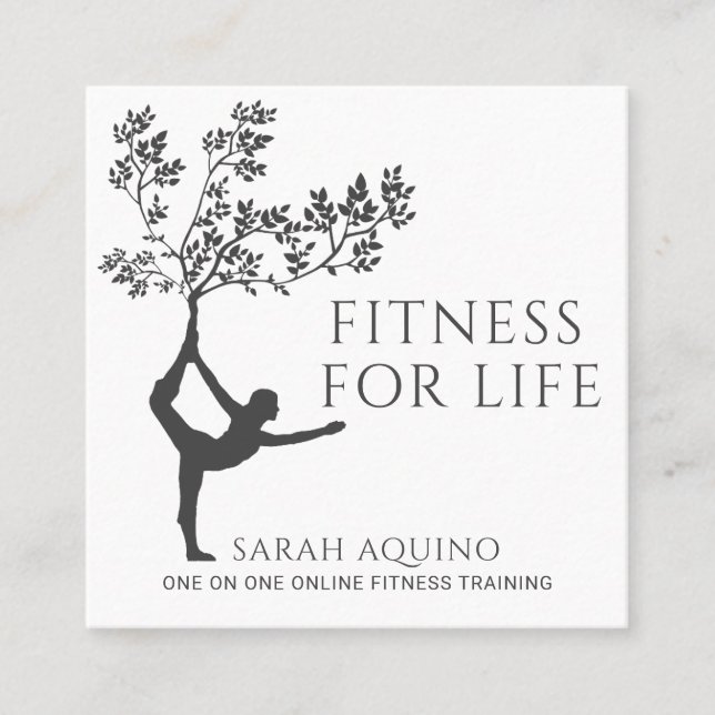 Modern Personal Fitness Trainer Coach Square Busin Business Card (Front)