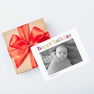 Modern Personal Photo   Colourful Happy Holiday Postcard