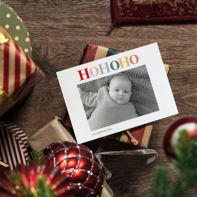 Modern Personal Photo | Colourful HOHOHO  Postcard (Creator Uploaded)