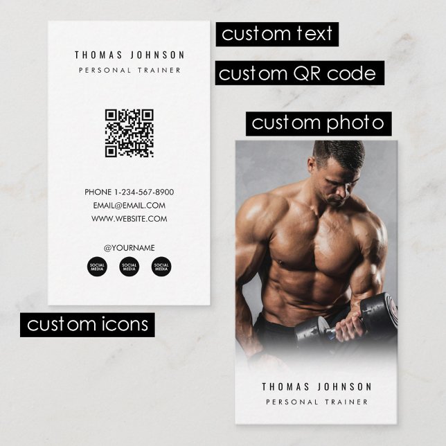 Modern Personal Trainer Fitness Athlete Photo Business Card (Modern Personal Trainer Fitness Athlete Photo Business Card)