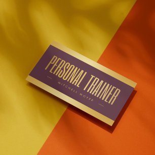 Modern Personal Trainer Fitness burgundy And Gold Business Card