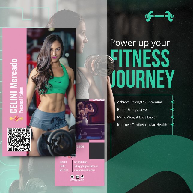 Modern Personal Trainer Fitness with Photo Busines Business Card (Modern Personal Trainer Fitness Photo Business Card)