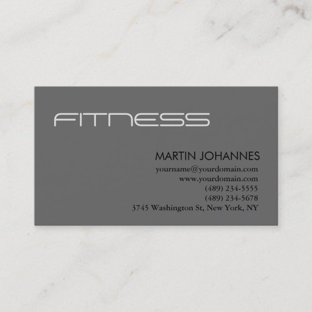 Modern Personal Trainer Grey Business Card (Front)