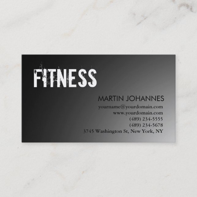 Modern Personal Trainer Grey Business Card (Front)