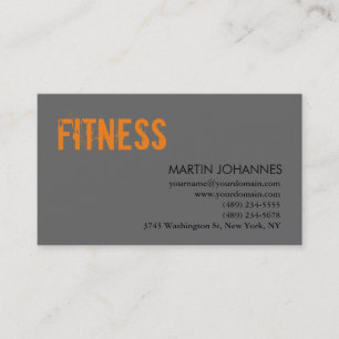 Modern Personal Trainer Orange Grey Business Card