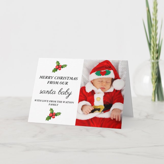 Modern Personalise Christmas Holiday Photo Card (Front)
