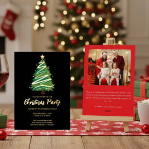 Modern Personalise Gold Red Green Tree Christmas 