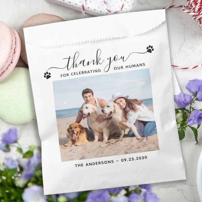 Modern Personalise Photo Thank You Pet Dog Wedding Favour Bag (Creator Uploaded)