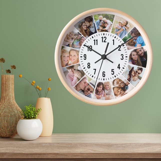 Modern Personalised 12 Photo Collage Clock (Creator Uploaded)