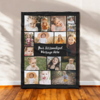 Modern Personalised 16 Photo Collage Custom Colour