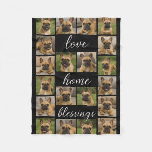 Modern Personalised 16 Photo Collage Custom Colour Fleece Blanket