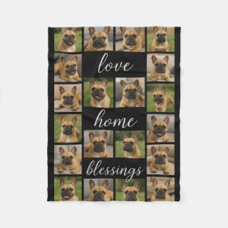 Modern Personalised 16 Photo Collage Custom Colour Fleece Blanket
