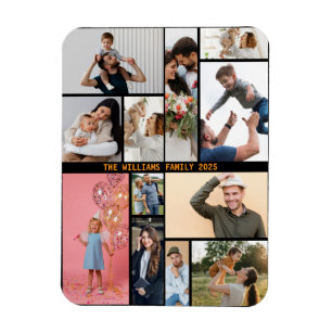 Modern Personalised 16 Photo Collage Custom Colour Magnet