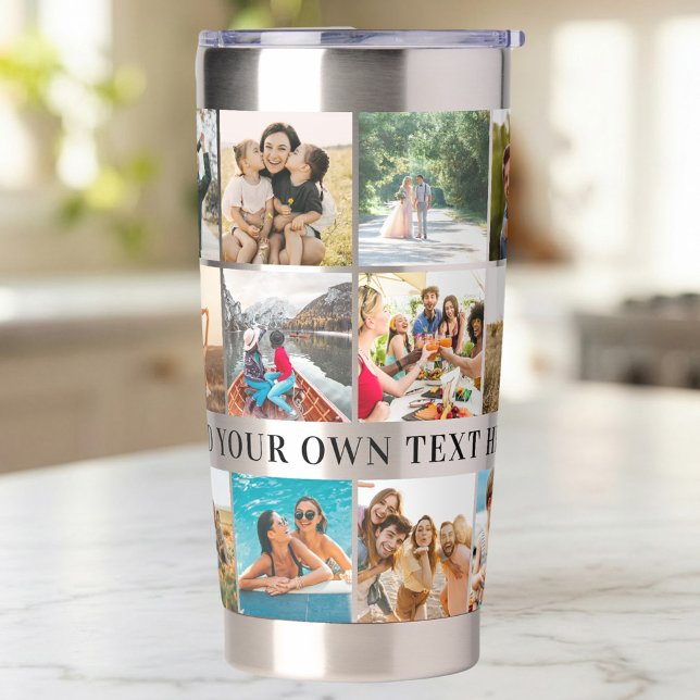 Modern Personalised 18 Photo Collage Insulated Tumbler (Creator Uploaded)