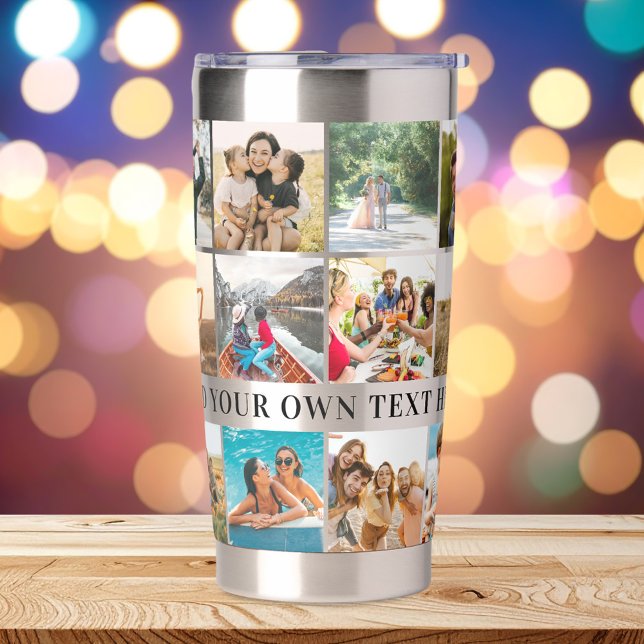 Modern Personalised 18 Photo Collage Insulated Tumbler (Creator Uploaded)