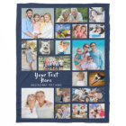 Modern Personalised 19 Photo Collage Navy Blue