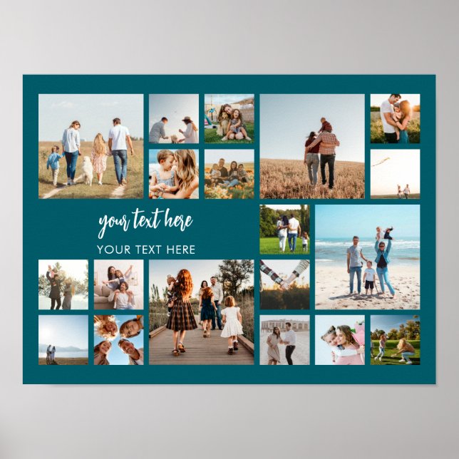 Modern Personalised 19 Photo Collage Poster (Front)