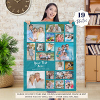 Modern Personalised 19 Photo Collage Teal
