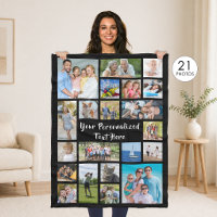 Modern Personalised 21 Photo Collage Custom Colour