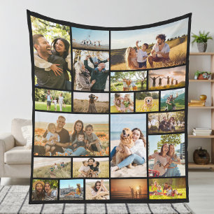 Modern Personalised 22 Photo Collage Fleece Blanket