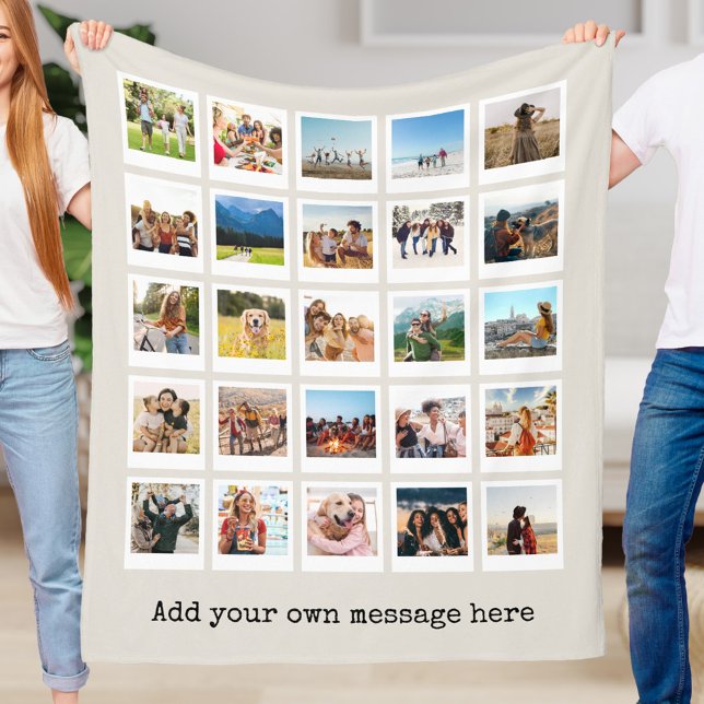 Modern Personalised 25 Photo Collage Fleece Blanket (Creator Uploaded)