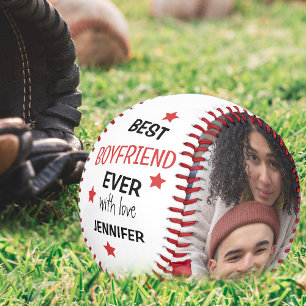 Modern Personalised 2 Photo Best Boyfriend Ever Baseball