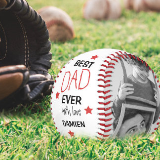 Modern Personalised 2 Photo Collage Best Dad Ever Baseball