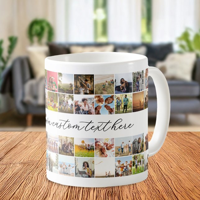 Modern Personalised 48 Photo Collage Coffee Mug (Creator Uploaded)