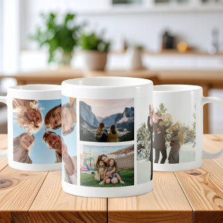 Modern Personalised 4 Photo Collage Coffee Mug