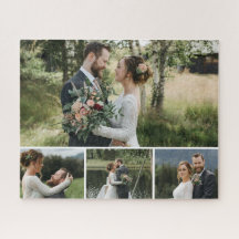 Modern Personalised 4 Photo Collage Jigsaw Puzzle